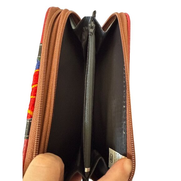 Tooled with floral  tapestry embroidery synthetic leather wallet women with coin - Picture 7 of 11